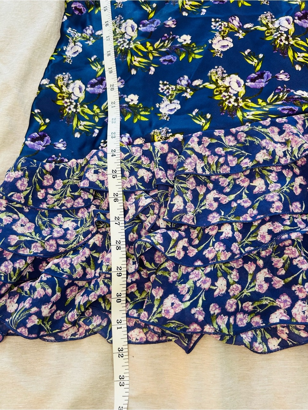 Forever 21 Womens Navy Floral Ruffle Mini Dress Size L NWT - Picture 6 of 8